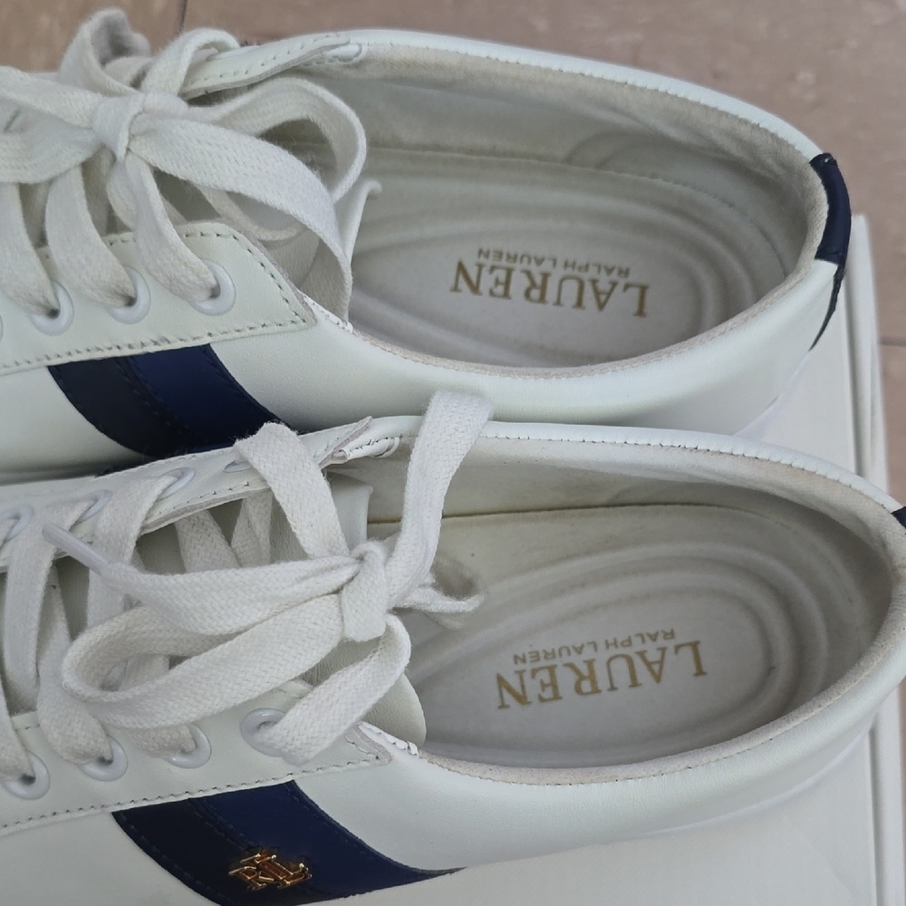 Lauren Ralph Lauren White and Navy Sneakers - Picture 4 of 7